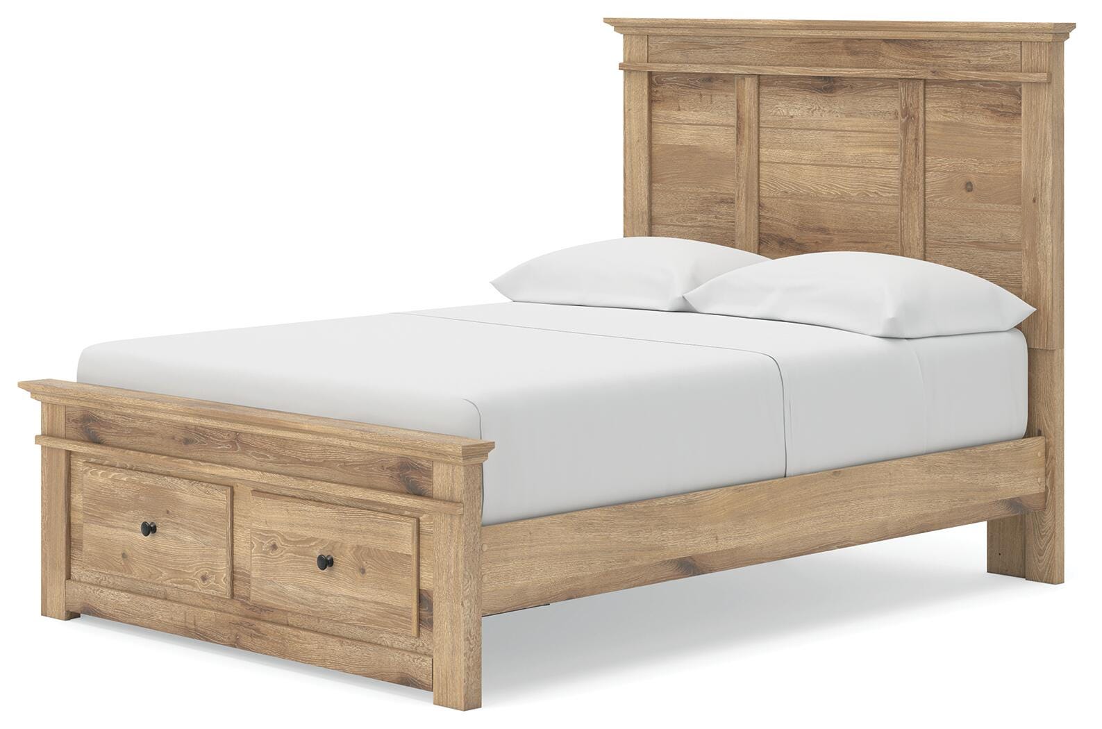 Fenderport Tan Full Panel Storage Bed with Storage Footboard and Under Bed Storage