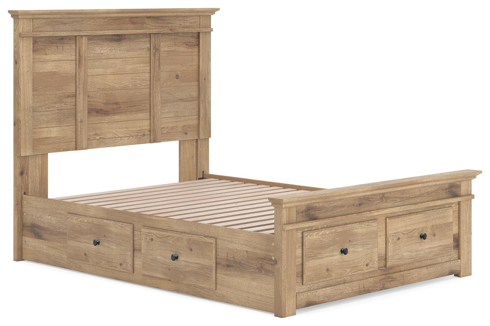 Fenderport Tan Full Panel Storage Bed with Storage Footboard and Under Bed Storage