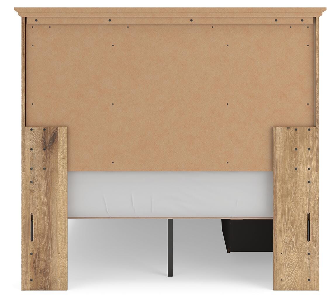 Fenderport Tan Full Panel Storage Bed with Storage Footboard and Under Bed Storage