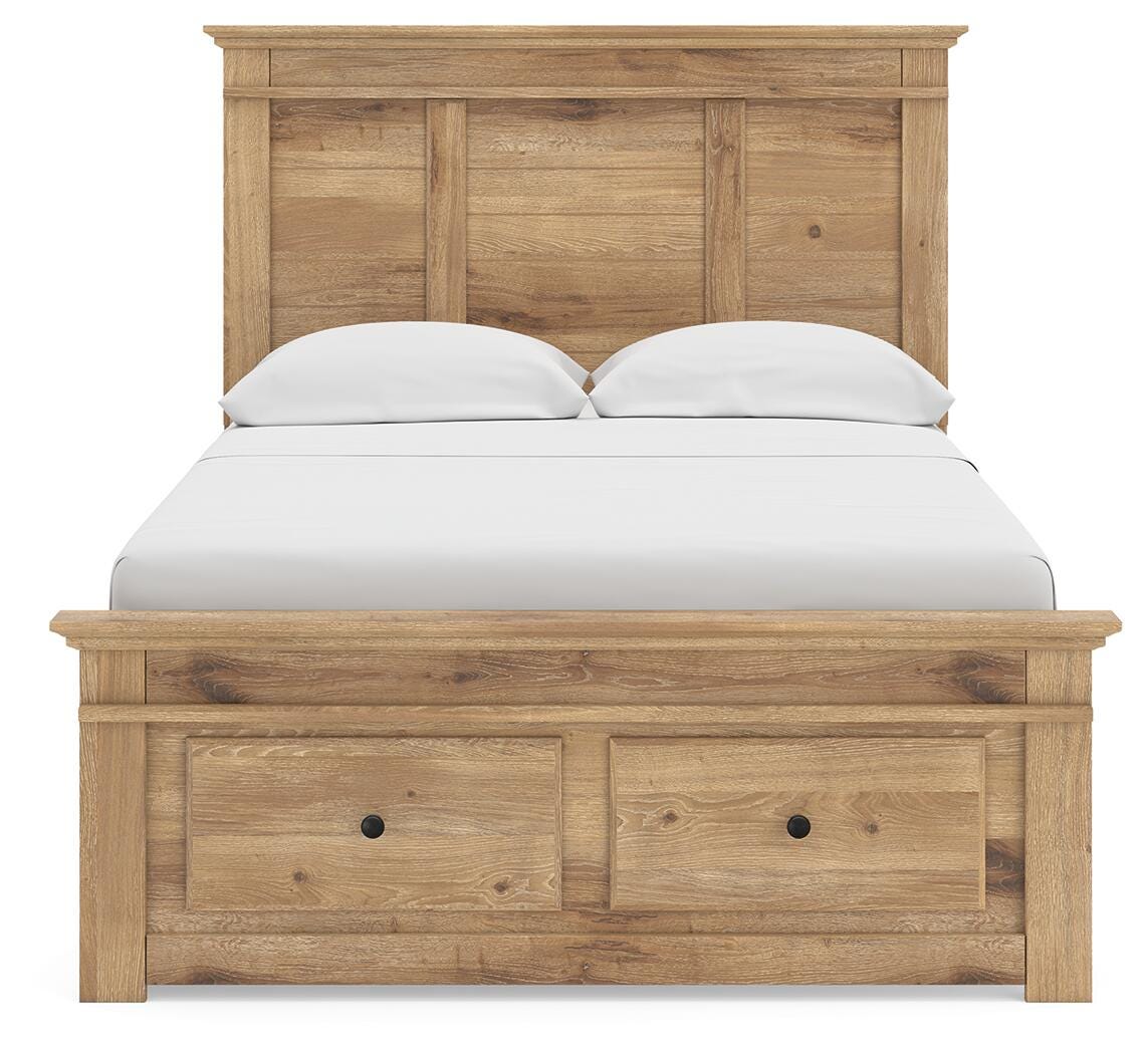 Fenderport Tan Full Panel Storage Bed with Storage Footboard and Under Bed Storage