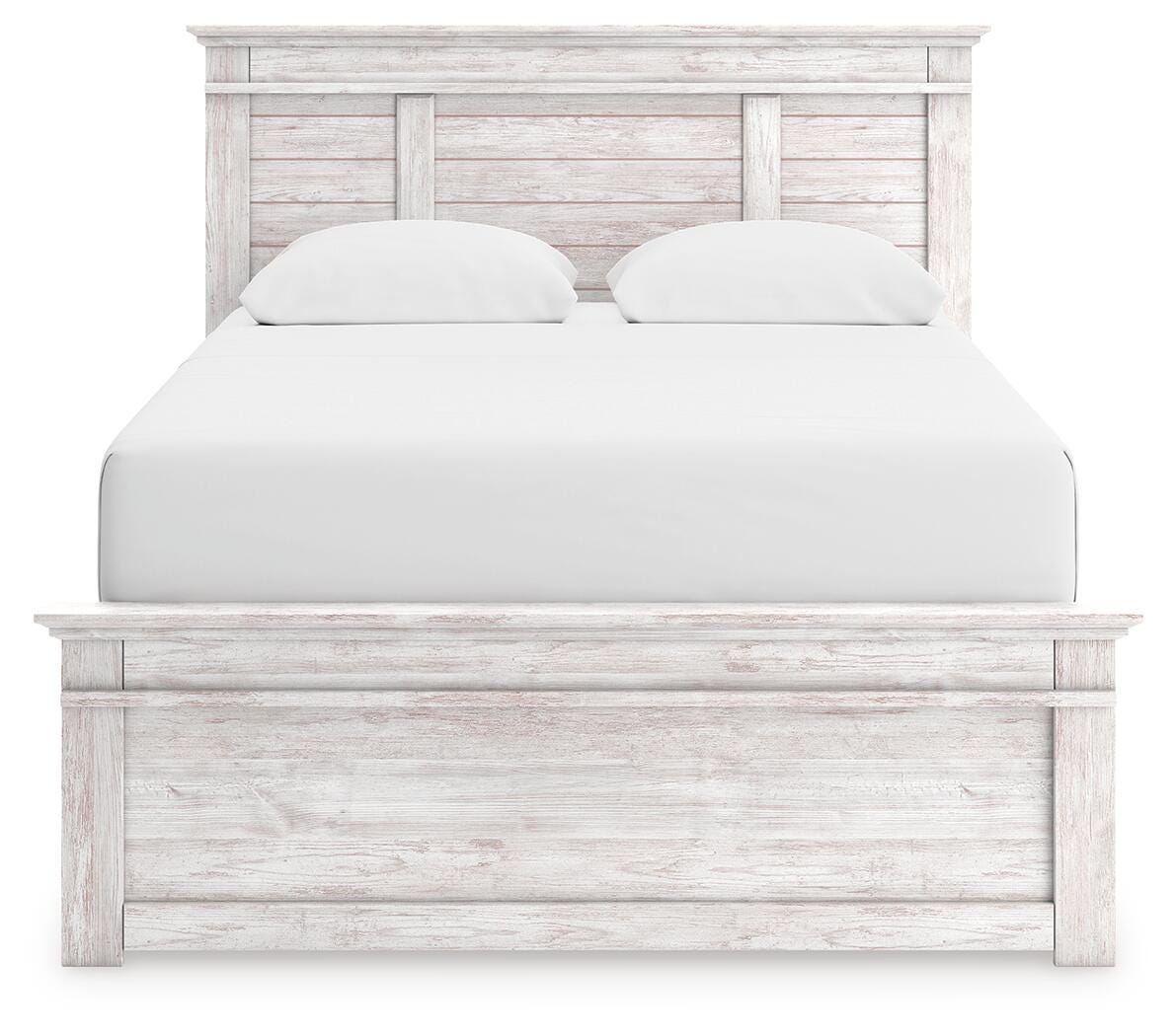 Makidern Whitewash Queen Panel Bed, Dresser, Mirror and Nightstand (Online Special Price)