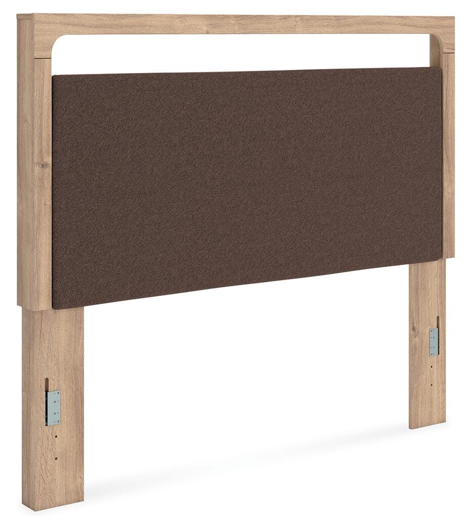 Hollymount Tan/Brown Queen Upholstered Panel Headboard (Online Special Price)