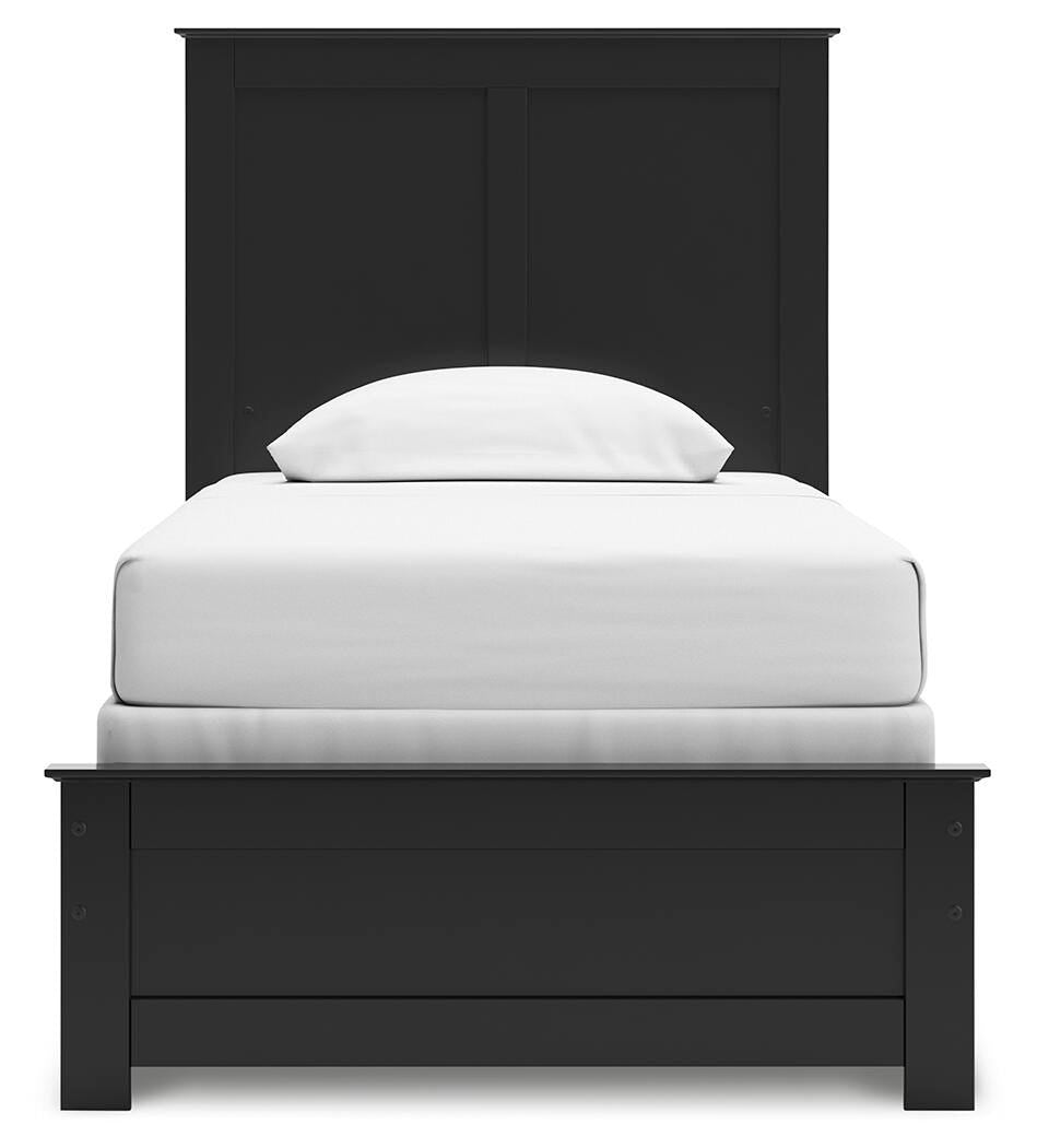 Maribel Black Twin Panel Bed and Nightstand (Online Special Price)