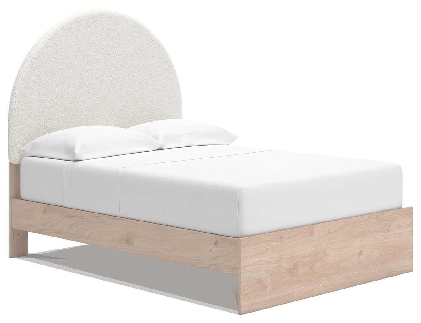 Shapella Tan/White Full Upholstered Panel Bed