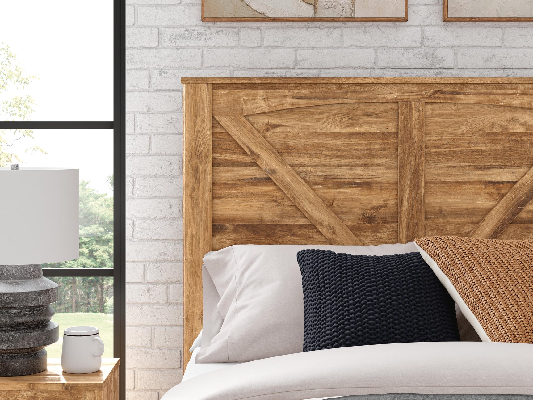Branstony Brown Queen Crossbuck Panel Bed