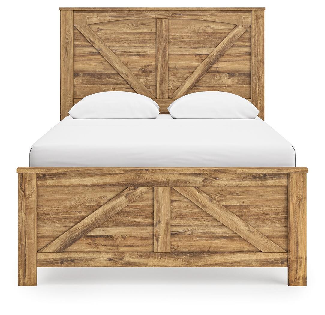 Branstony Brown Queen Crossbuck Panel Bed