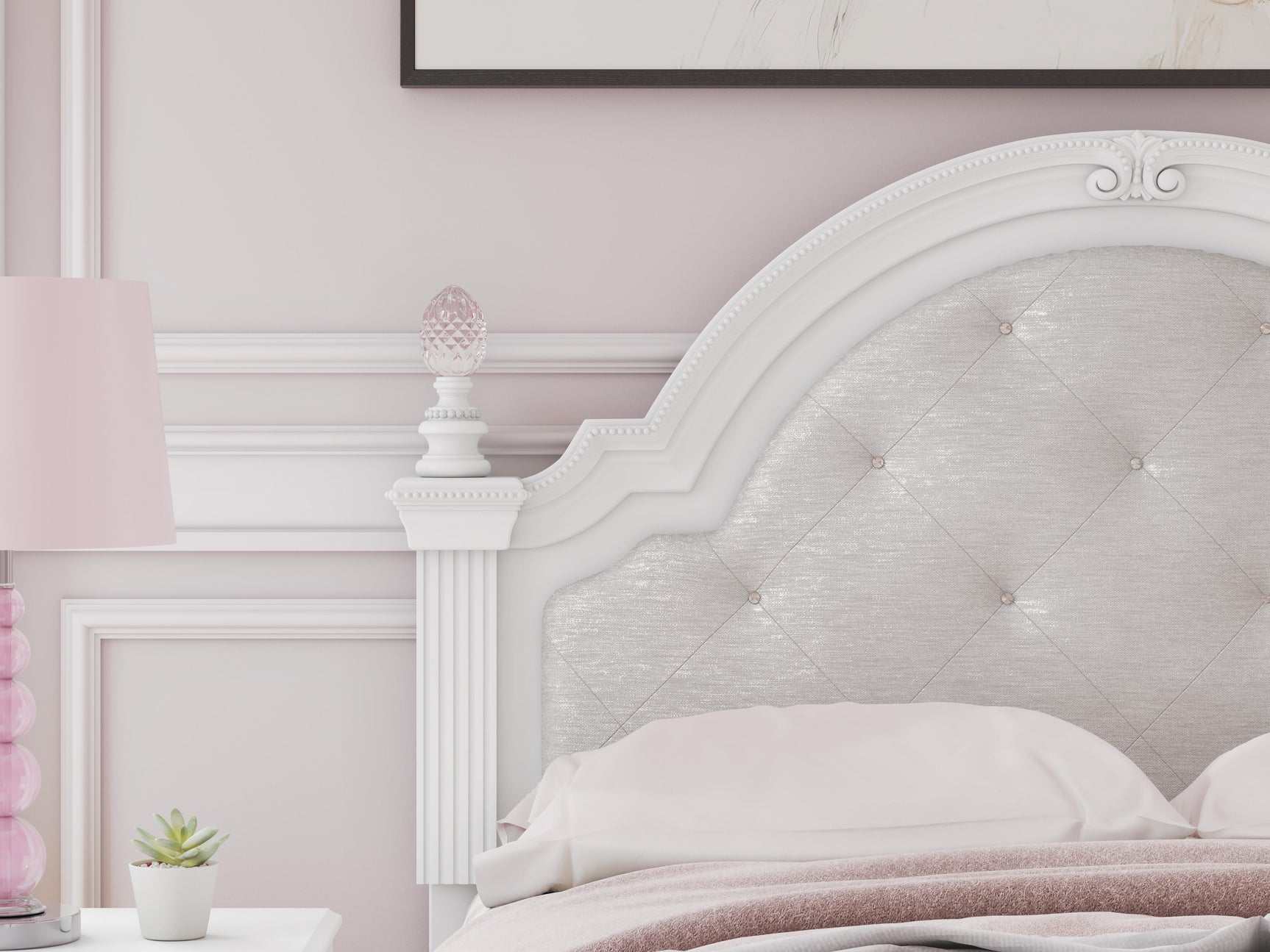 Maylilly White Full Upholstered Panel Headboard (Online Special Price)