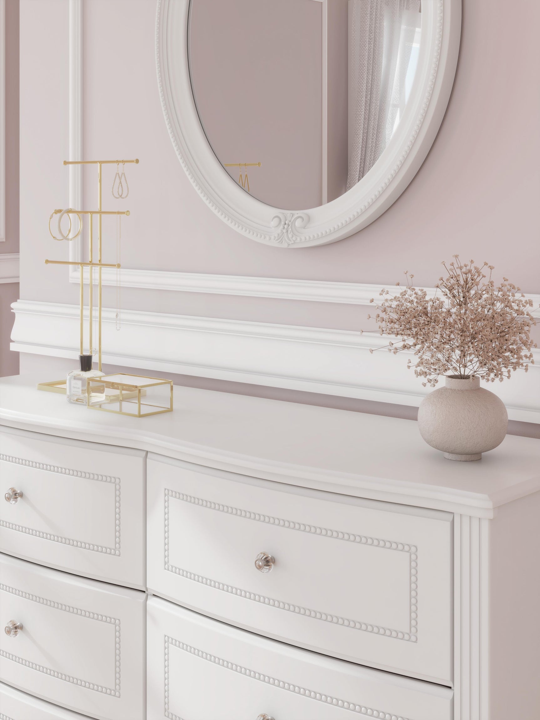 Maylilly White Dresser and Mirror