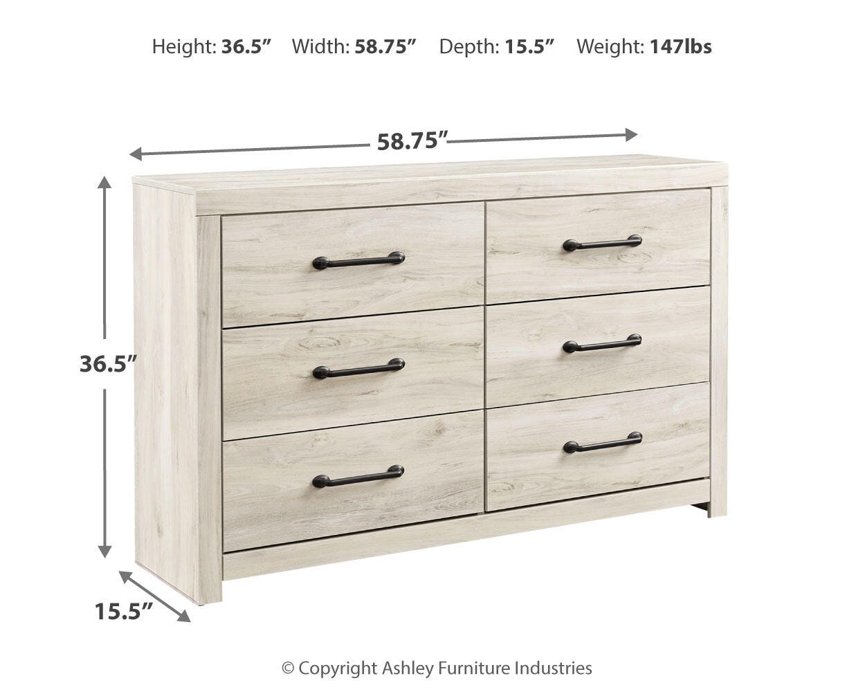 Cambeck Whitewash King Panel Bed, Dresser and 2 Nightstands (Online Special Price)