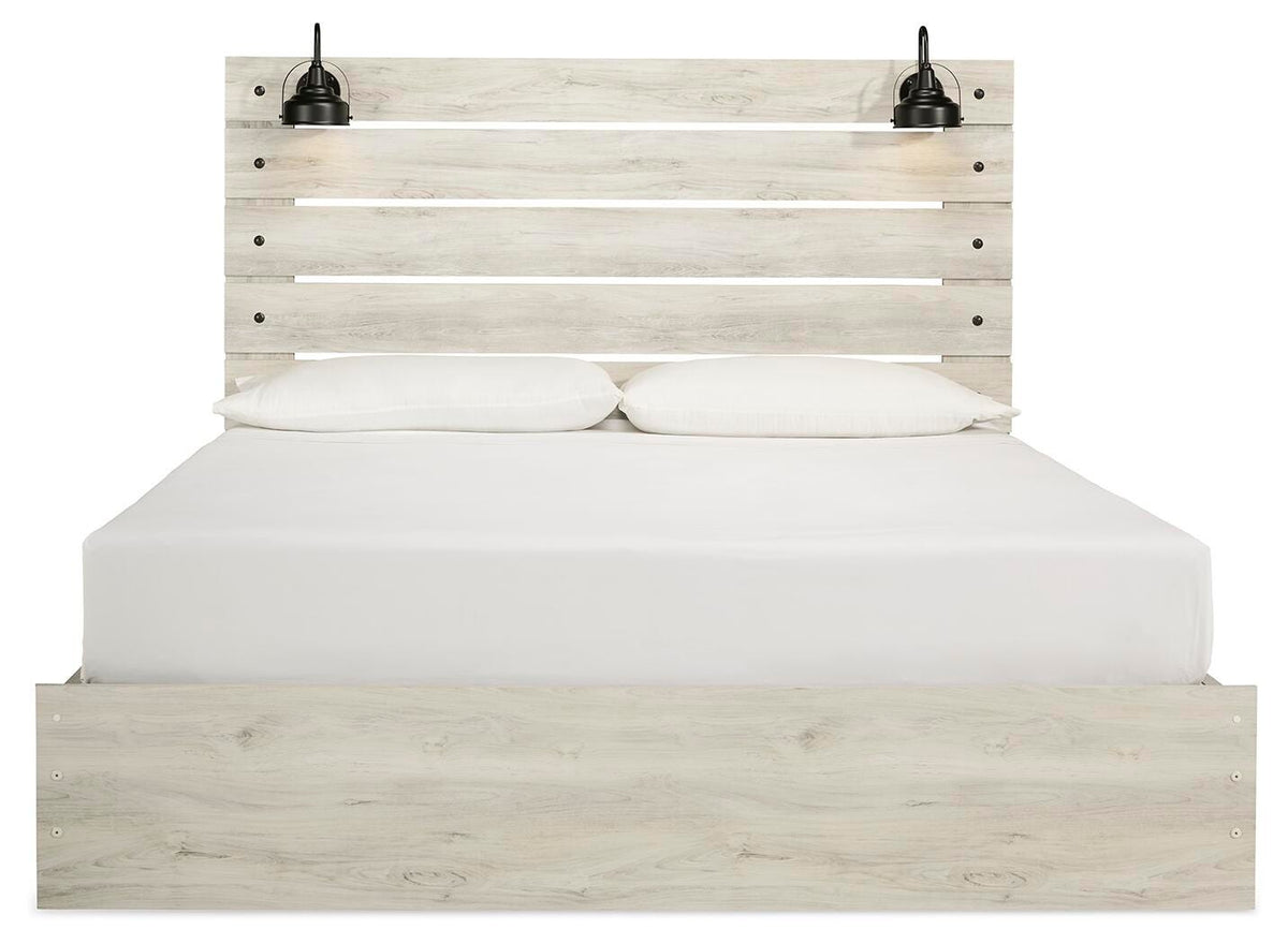 Cambeck Whitewash King Panel Bed with Storage, Dresser, Chest and 2 Nightstands (Online Special Price)