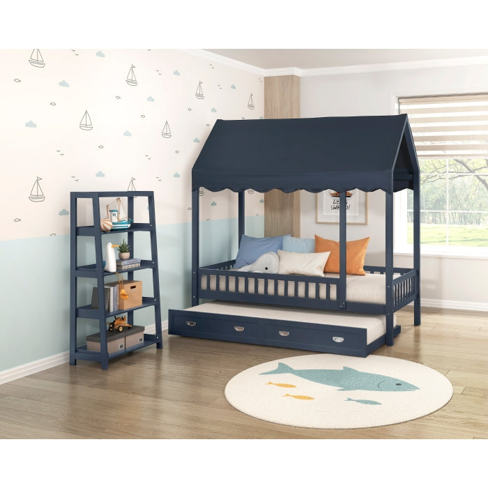 Sloane Blue 4 Fixed Shelves Bookcase