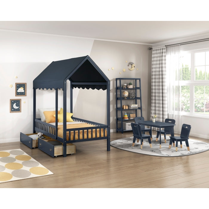 Sloane Blue 5 Fixed Shelves Bookcase
