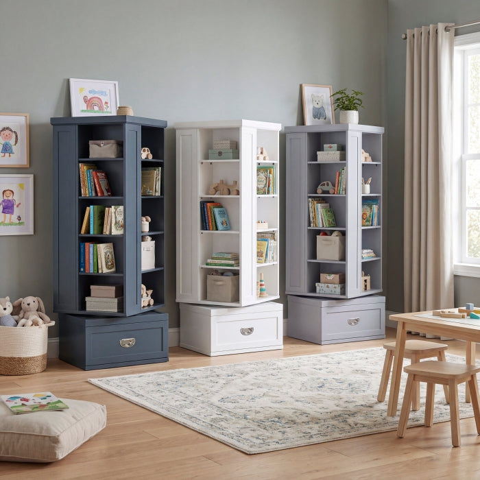 Sloane Blue Swivel Bookcase