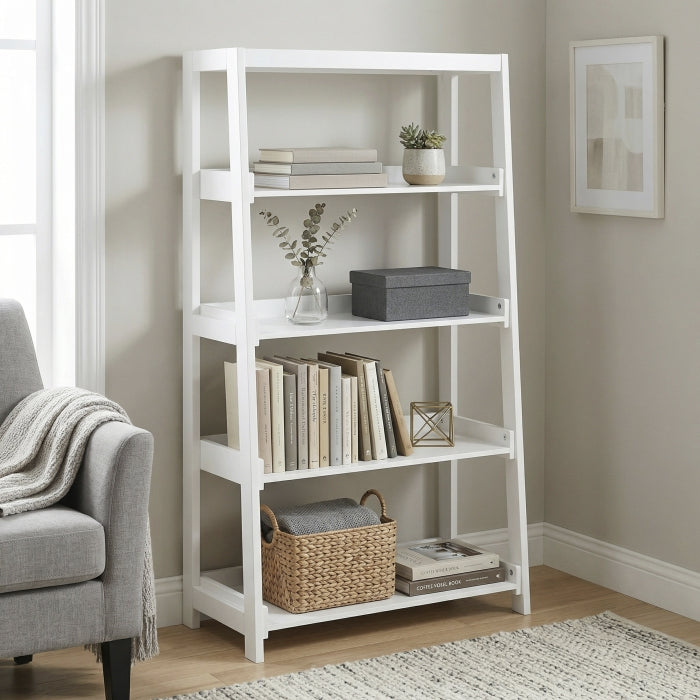 Sloane White 4 Fixed Shelves Bookcase