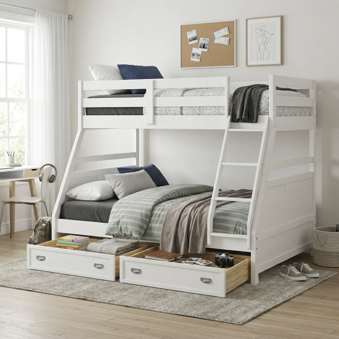 Sloane White Twin/Full Bunk Bed