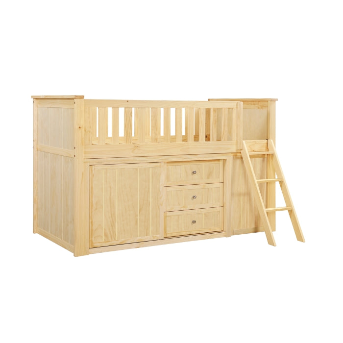 Bartly Beige Low Loft Bunk With Bookcase And 2 Dressers