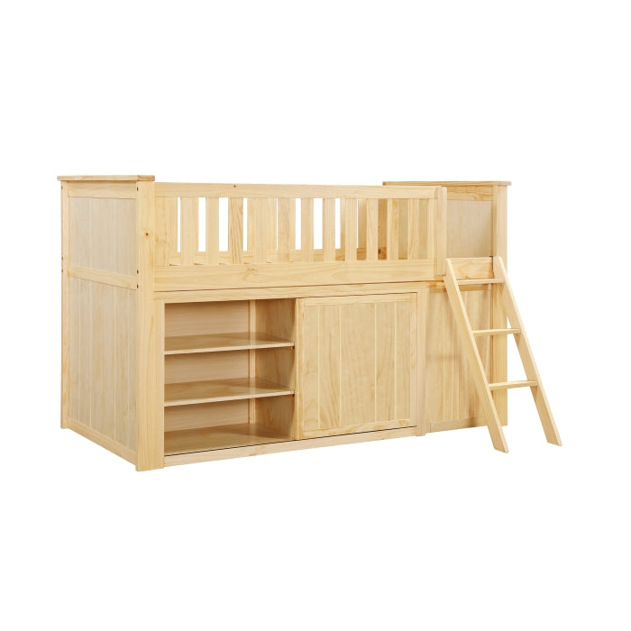 Bartly Beige Low Loft Bunk With Bookcase And 2 Dressers