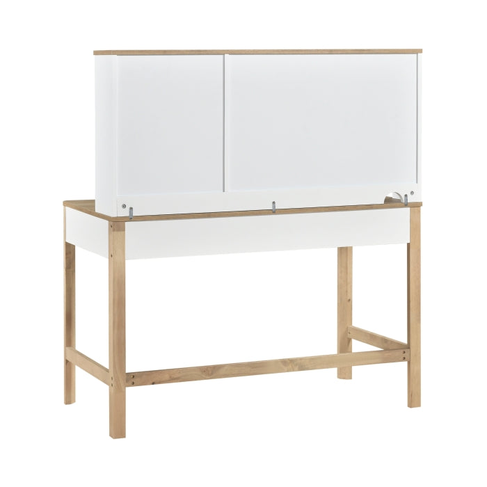 Liam Natural/White Writing Desk With Hutch