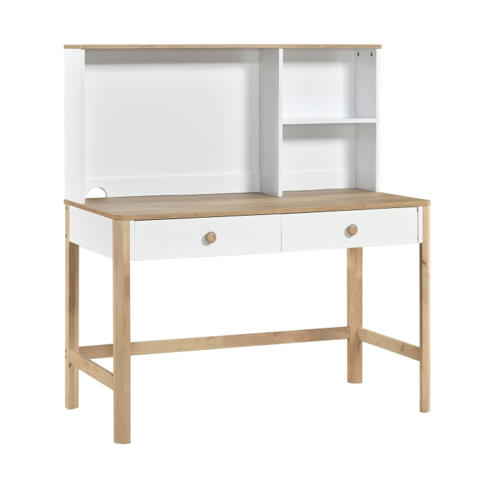 Liam Natural/White Writing Desk With Hutch
