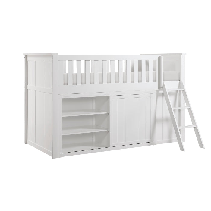 Galen White Low Loft Bunk With Bookcase And 2 Dressers
