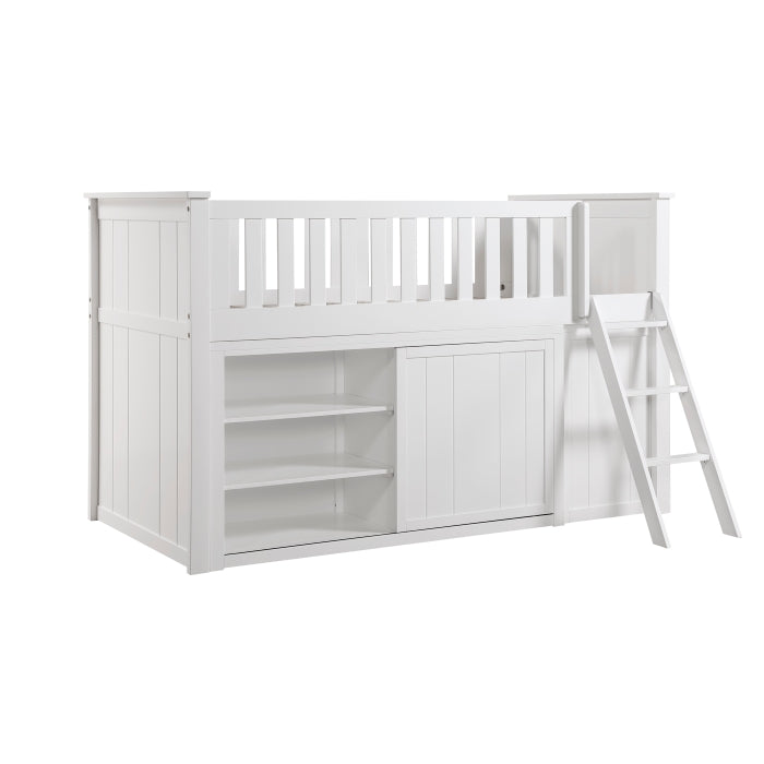 Galen White Low Loft Bunk With Bookcase And 2 Dressers
