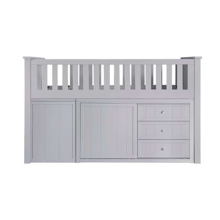 Orion Silver Low Loft Bunk With Bookcase And 2 Dressers
