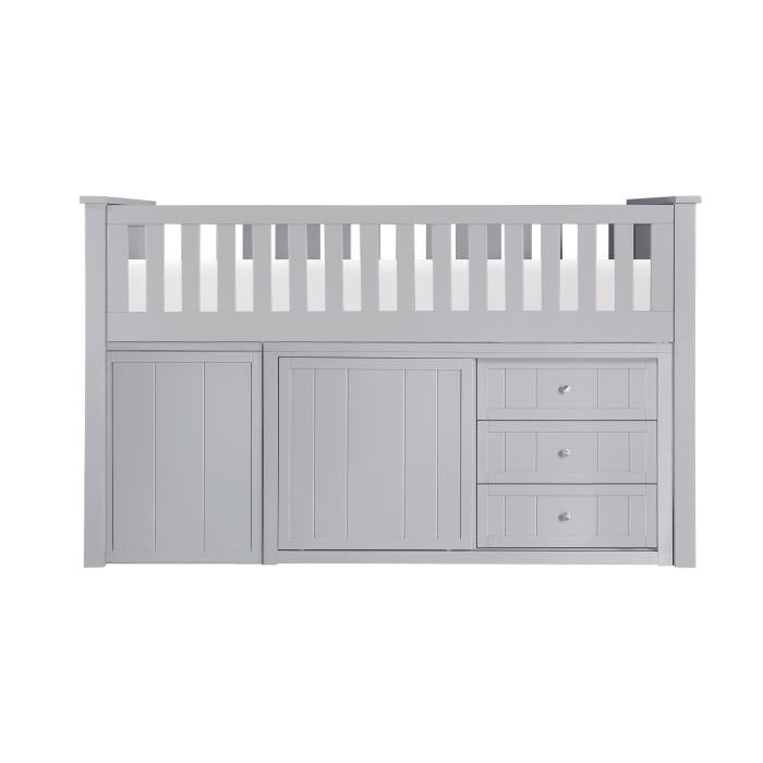 Orion Silver Low Loft Bunk With Bookcase And 2 Dressers