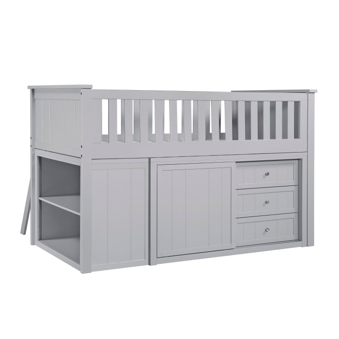Orion Silver Low Loft Bunk With Bookcase And 2 Dressers