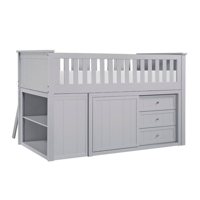 Orion Silver Low Loft Bunk With Bookcase And 2 Dressers