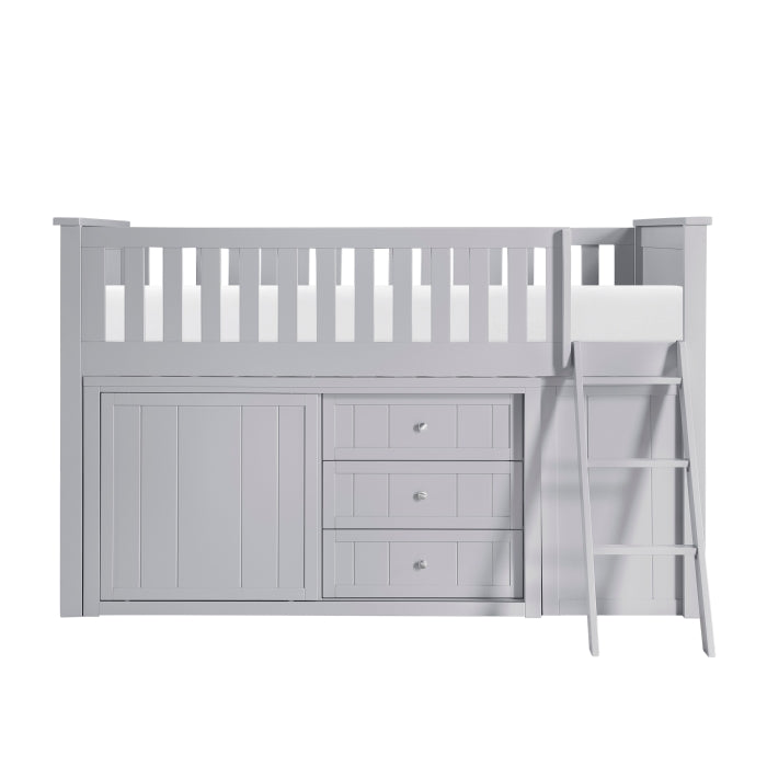 Orion Silver Low Loft Bunk With Bookcase And 2 Dressers