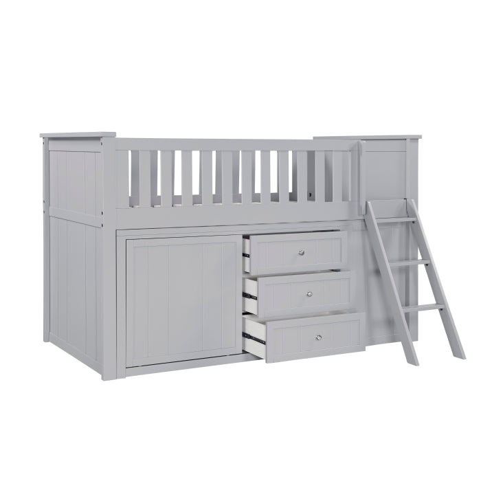 Orion Silver Low Loft Bunk With Bookcase And 2 Dressers