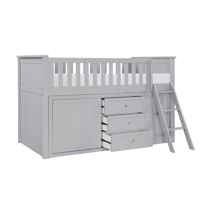 Orion Silver Low Loft Bunk With Bookcase And 2 Dressers