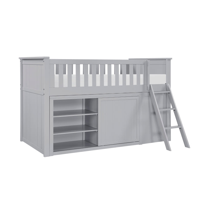 Orion Silver Low Loft Bunk With Bookcase And 2 Dressers