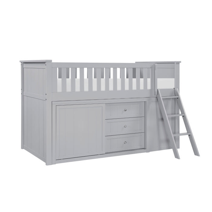 Orion Silver Low Loft Bunk With Bookcase And 2 Dressers