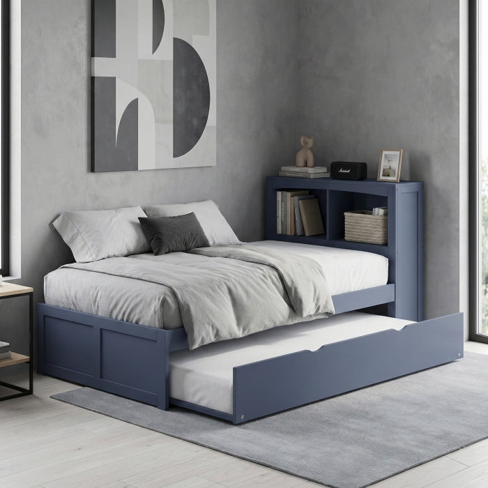 Nora Blue Twin Platform Bed Bookcase