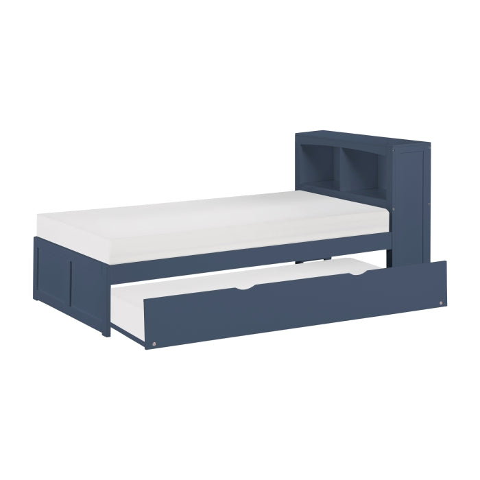 Nora Blue Twin Platform Bed Bookcase