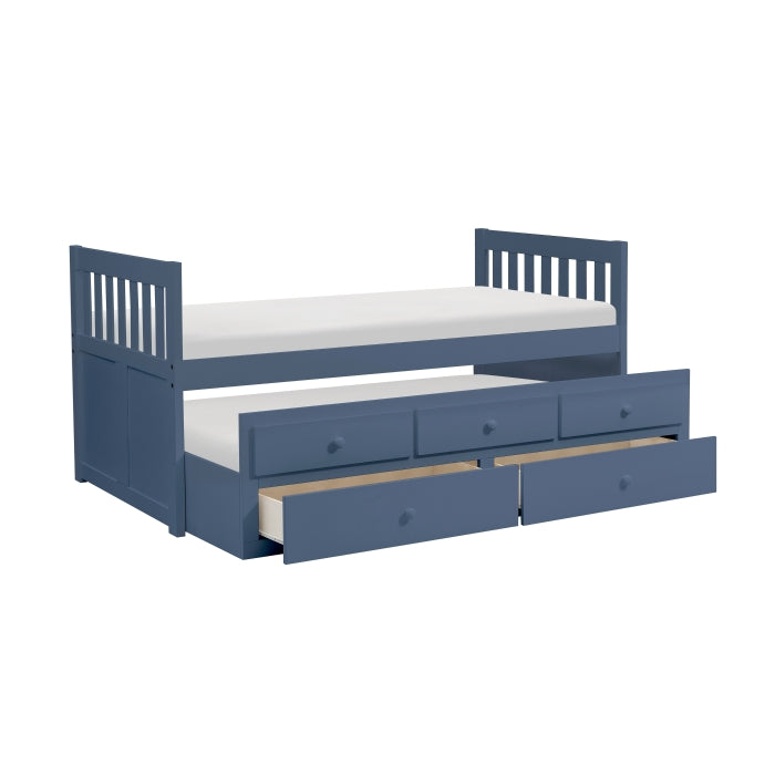Nora Blue Twin Trundle Bed