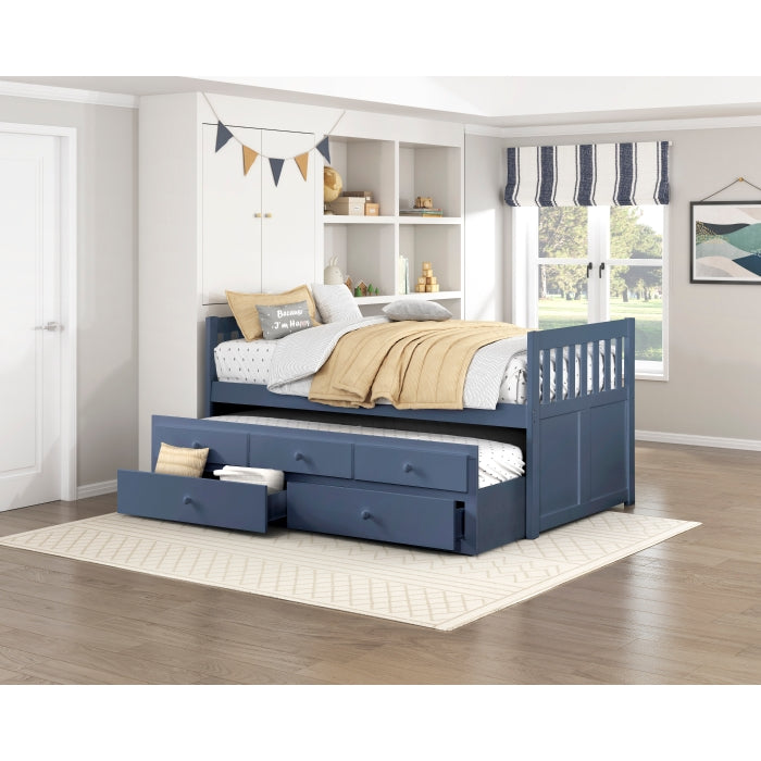 Nora Blue Twin Trundle Bed