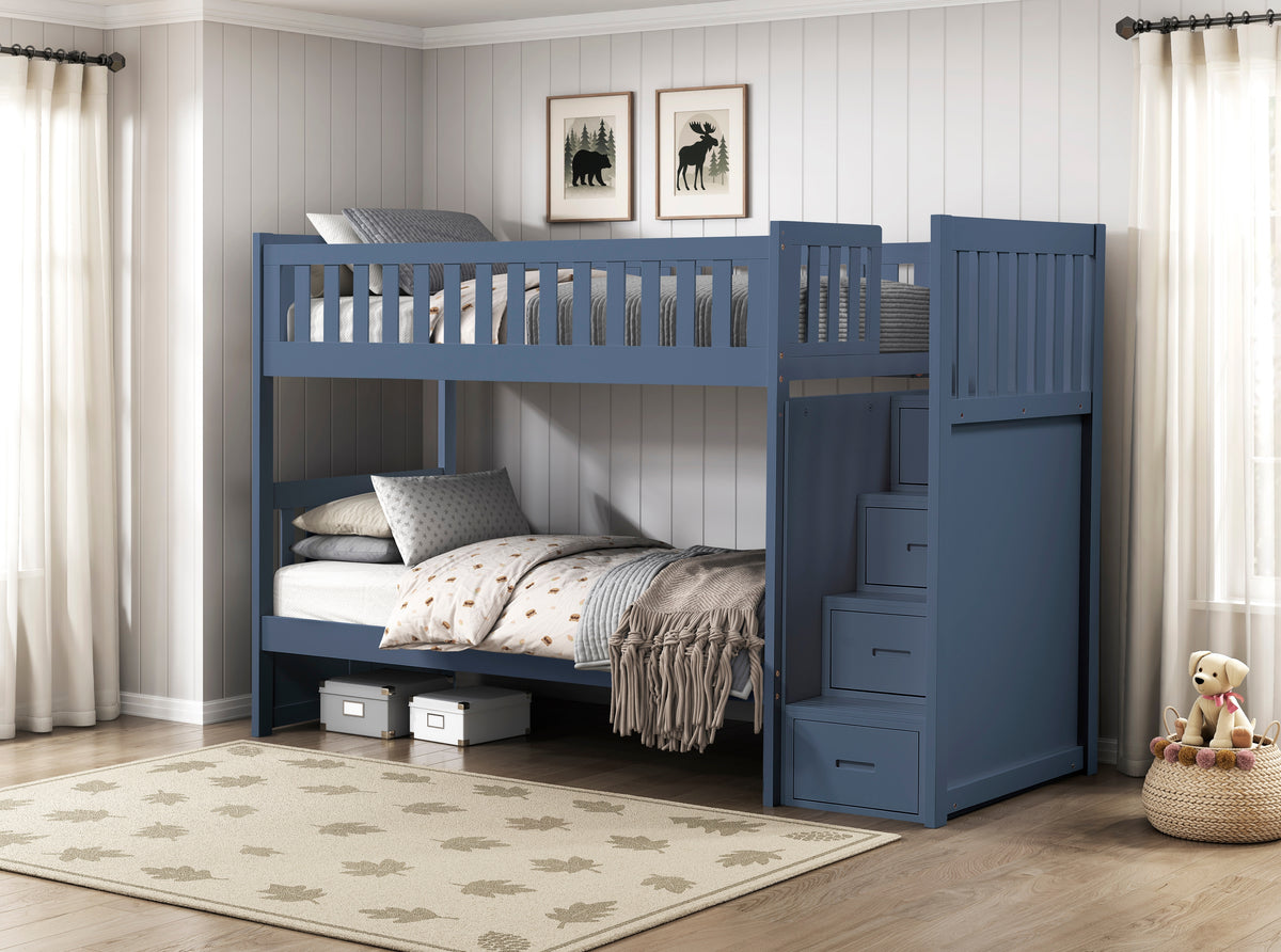 Nora Blue Twin Step Bunk Bed