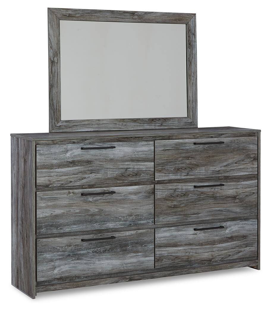 Baystorm Gray King Panel Bed, Dresser, Mirror, Chest and Nightstand
