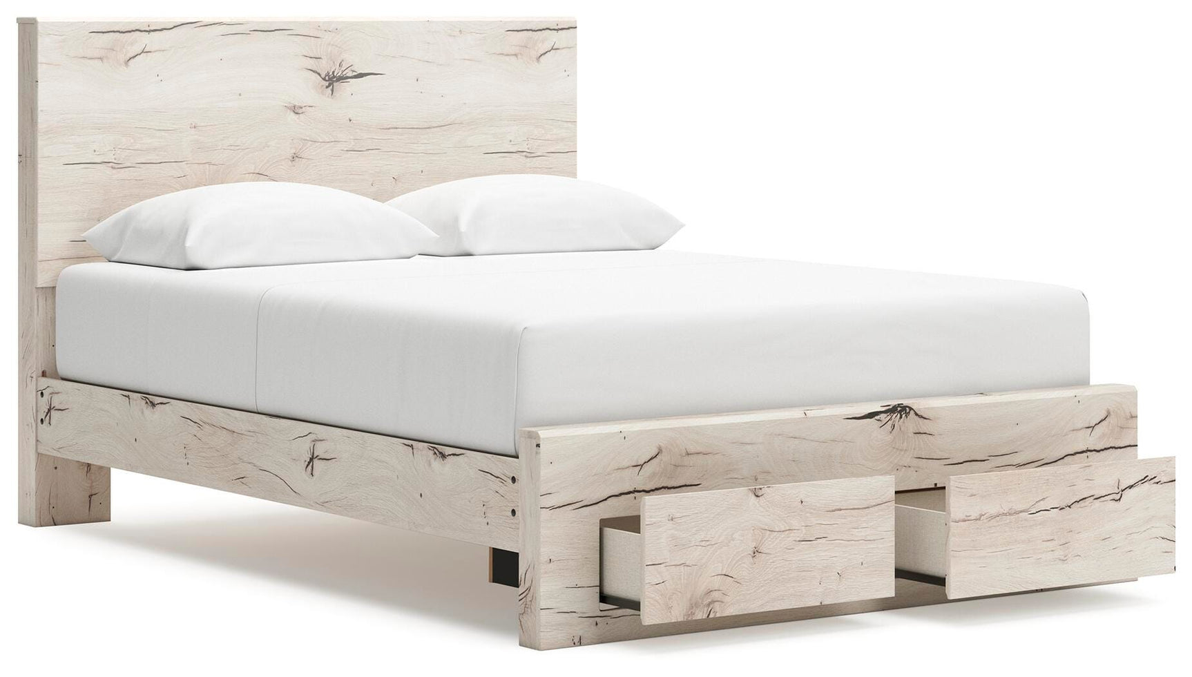 Lawroy Light Natural Queen Panel Storage Bed, Dresser, Mirror, Chest and Nightstand