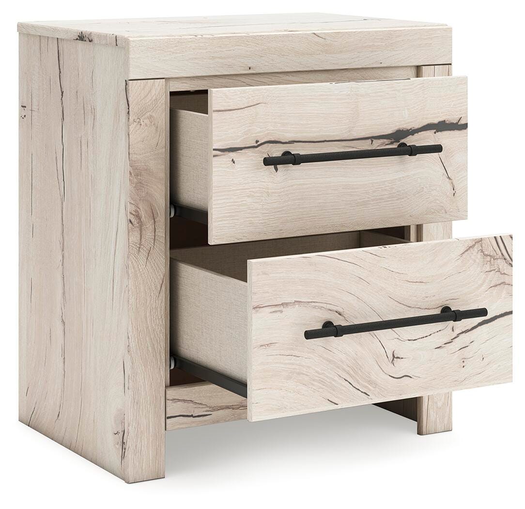 Lawroy Light Natural Queen Panel Storage Bed, Dresser, Mirror, Chest and Nightstand