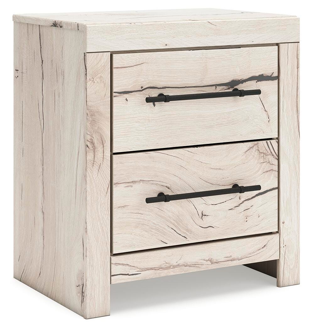Lawroy Light Natural Queen Panel Storage Bed, Dresser, Mirror, Chest and Nightstand