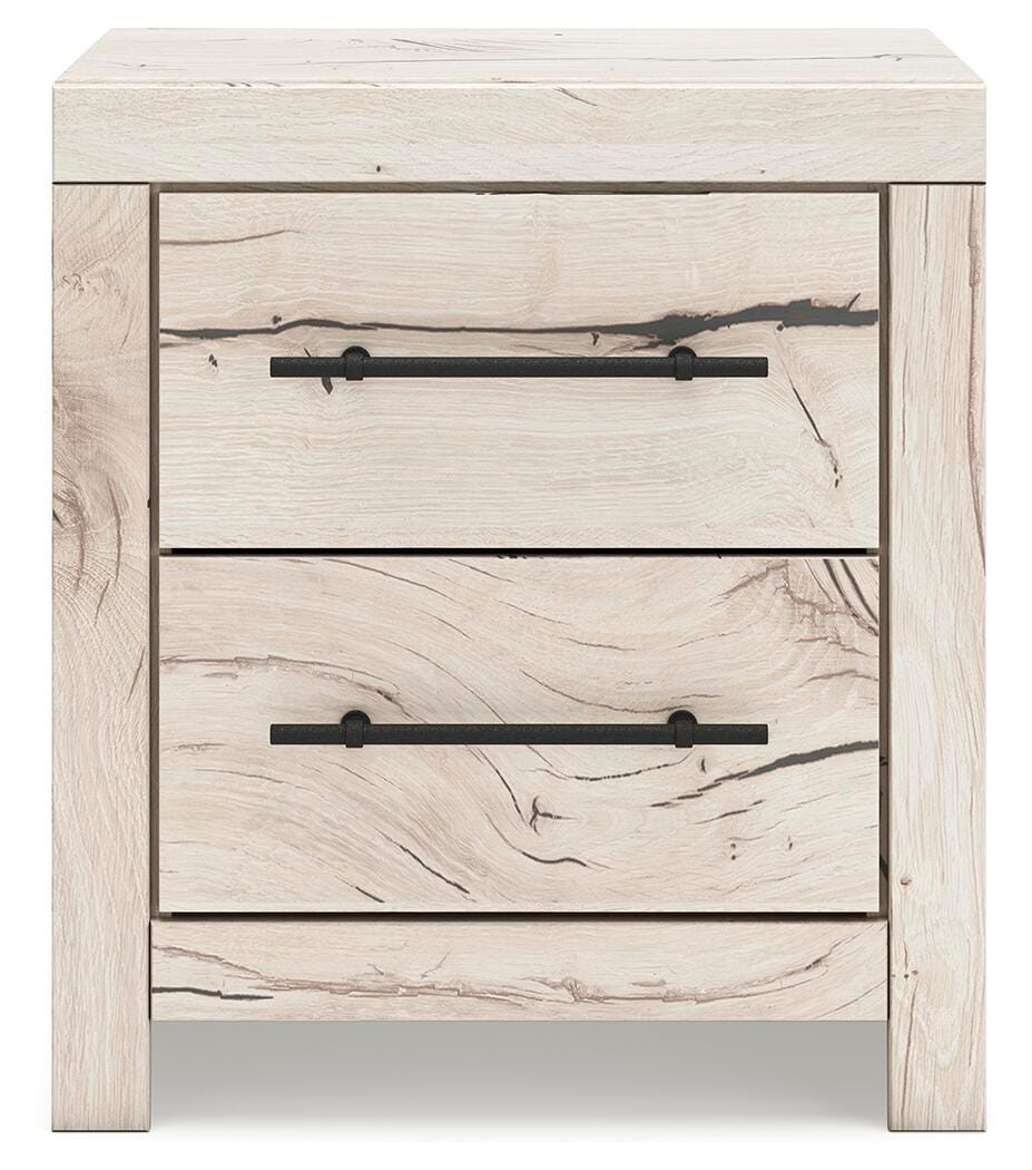 Lawroy Light Natural Queen Panel Storage Bed, Dresser, Mirror, Chest and Nightstand