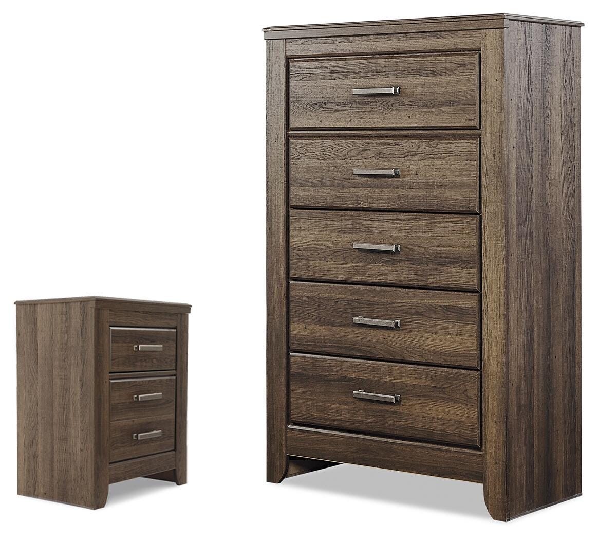 Juararo Dark Brown Chest and Nightstand