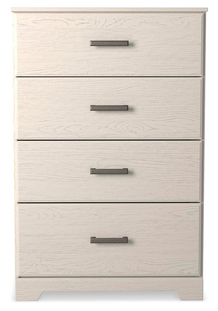 Stelsie White King Panel Bed, Dresser, Mirror, Chest and 2 Nightstands (Online Special Price)