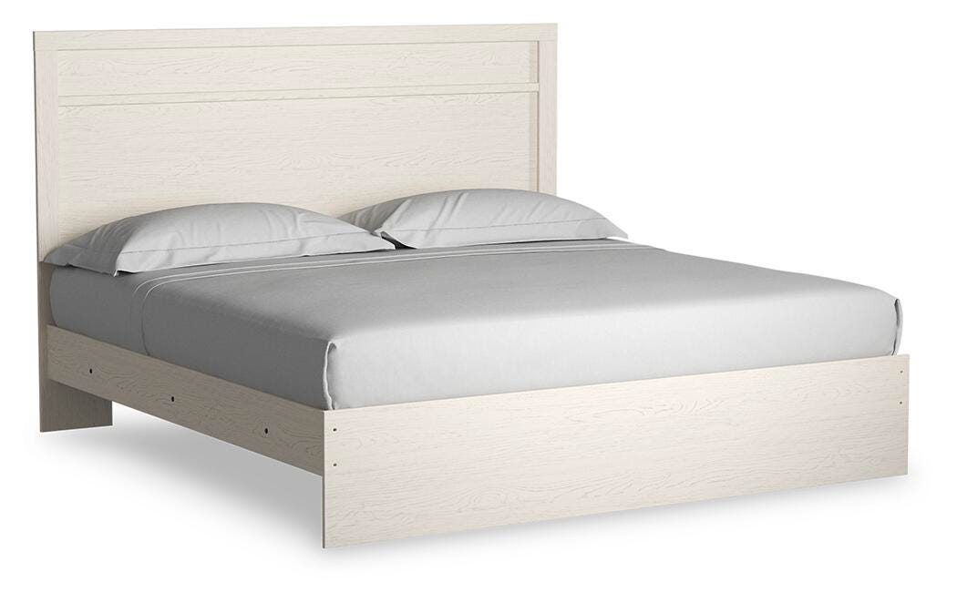 Stelsie White King Panel Bed, Dresser, Mirror, Chest and 2 Nightstands (Online Special Price)
