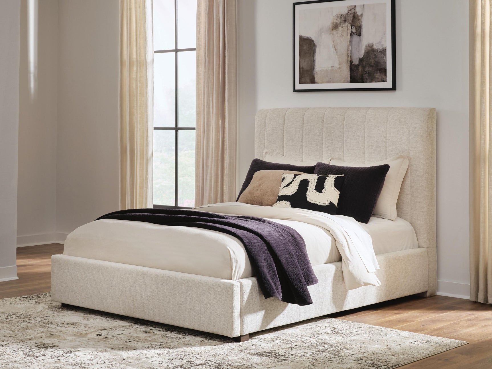 Brizmore Beige Queen Upholstered Storage Bed