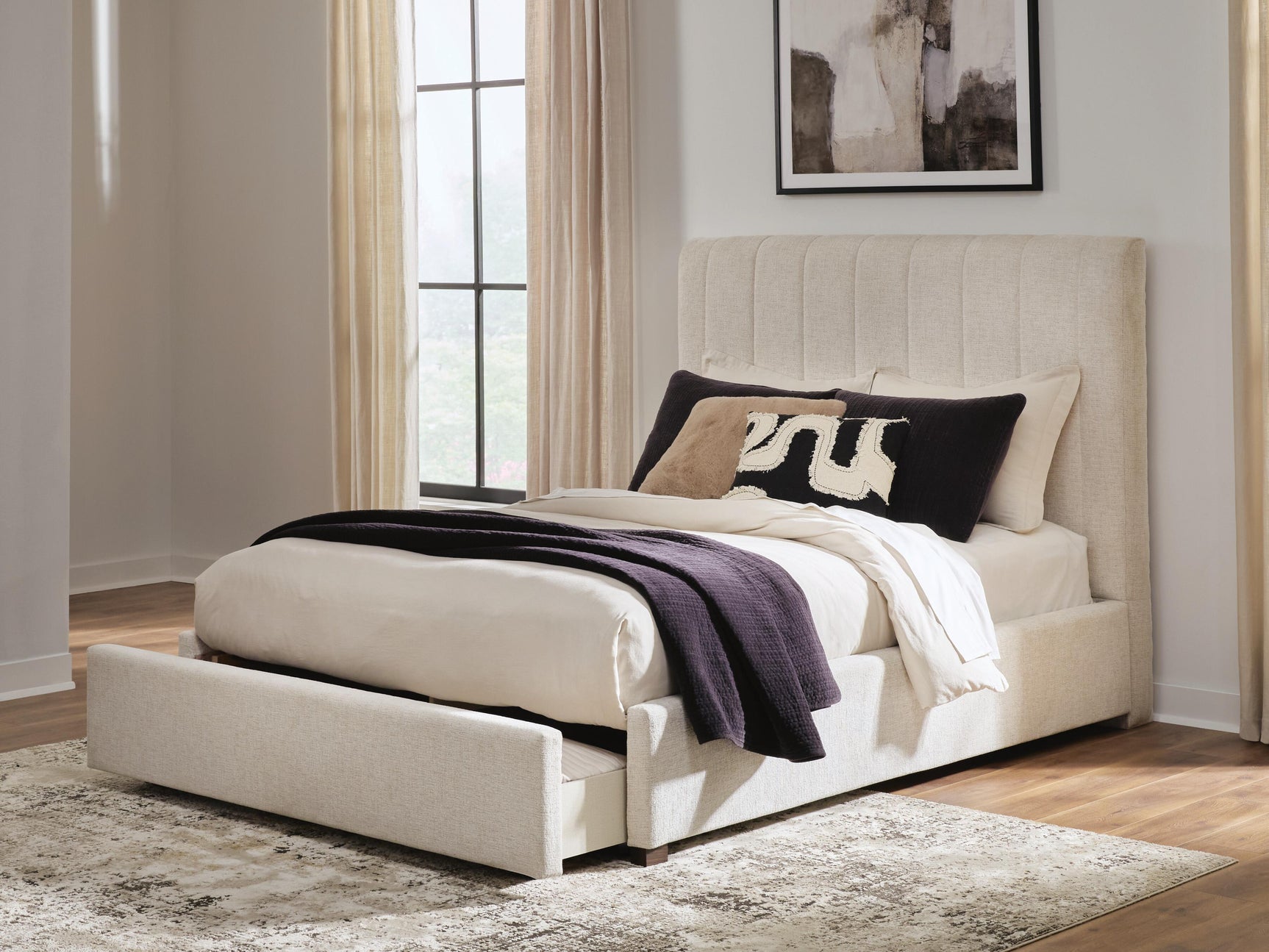 Brizmore Beige Queen Upholstered Storage Bed