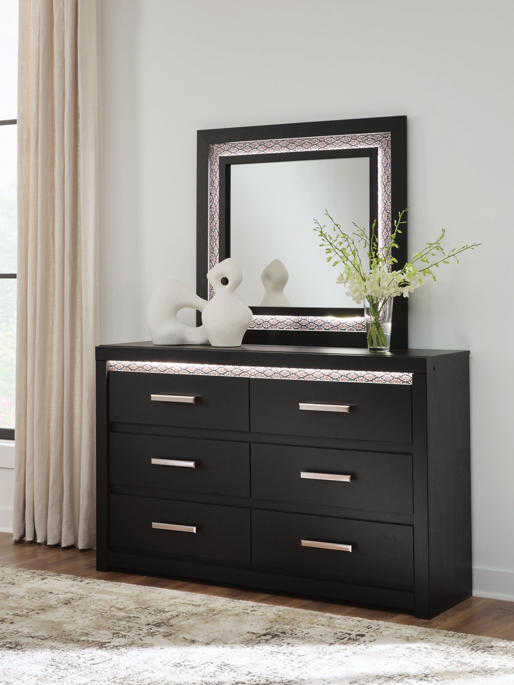 Brizmore Black Dresser and Mirror